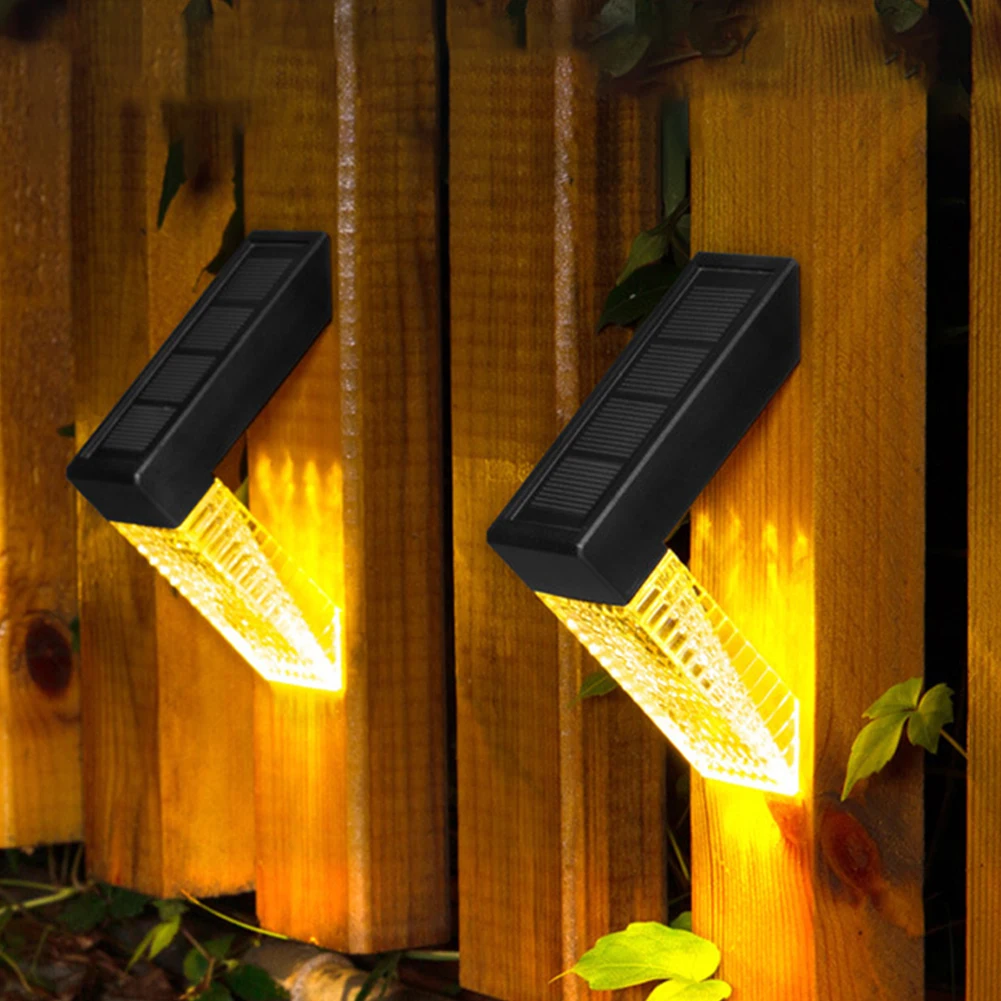 

2pcs Step Pathway ABS Patio Porch Stairs Landscape Yard Garden Decor Outdoor Waterproof Terraces Solar Fence Light Auto On Off
