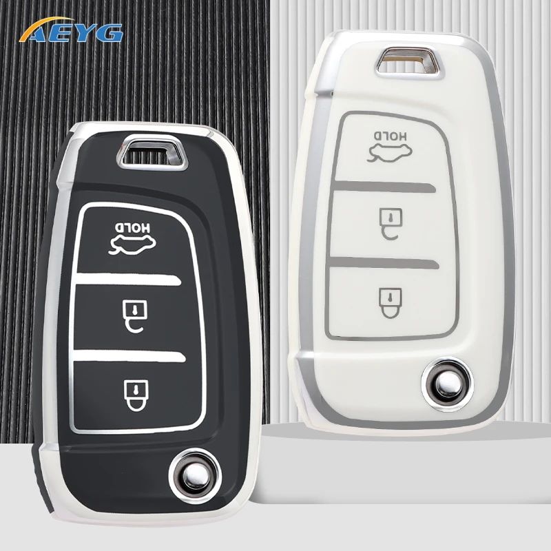 

TPU Car Flip Key Case Cover Shell Fob For Hyundai Elantra Solaris Tucson i30 i35 i40 KONA Genesis Soanta Fe Azera Accessories