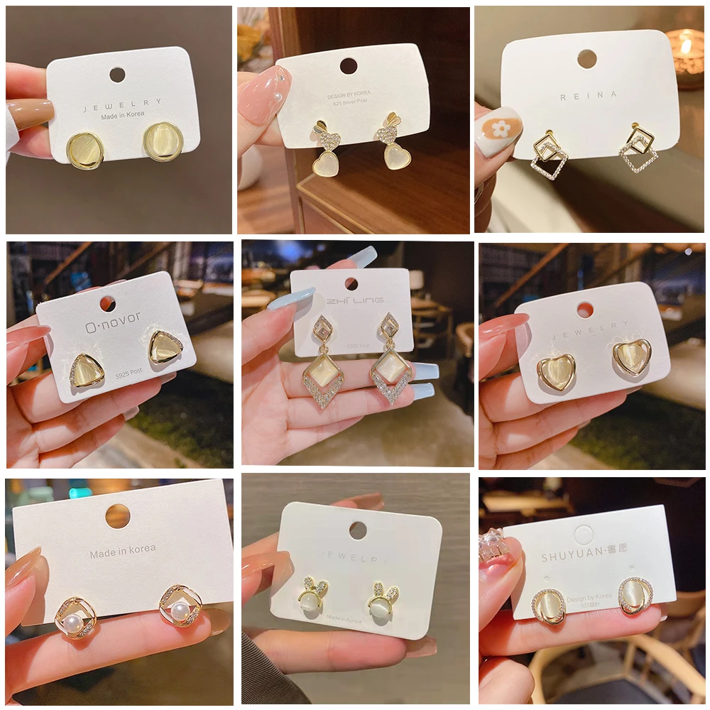 

Luxury Jewelry 2023 Geometric Opal Earrings for Women Wedding Engagement Earring Valentines Day Gift Fashion Jewelry