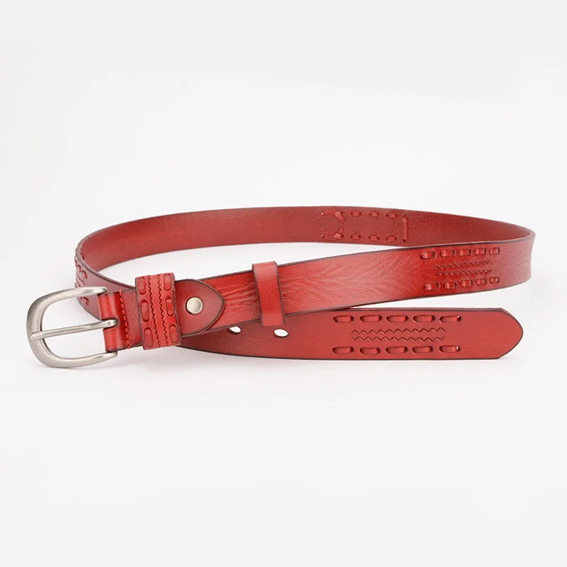 

2022 New Women's Belt Pants Belt Waist Closure Layer Cowhide Alloy Needle Buckle Hollow Woven Retro Decoration