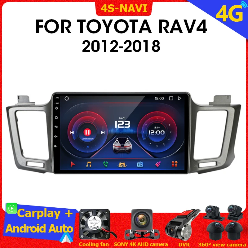 

Автомагнитола Carplay 2DIN, Android, мультимедийный плеер, GPS-навигатор для Toyota RAV4 4 XA40 5 XA50 2012-2018, Авторадио