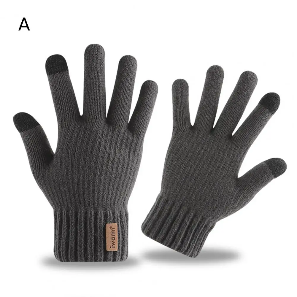 

Перчатки для холодной погоды мужские зимние трикотажные перчатки для сенсорного экрана толстые теплые ветрозащитные Нескользящие плюшевые мягкие для улицы