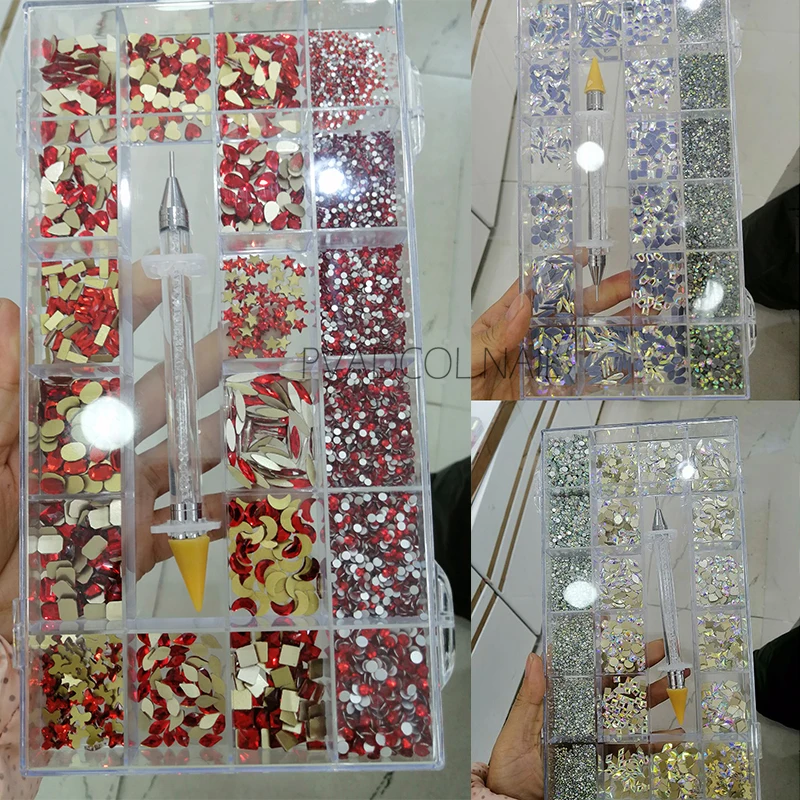 Красные кристаллы для дизайна ногтей украшения маникюра 3D акриловые блестки
