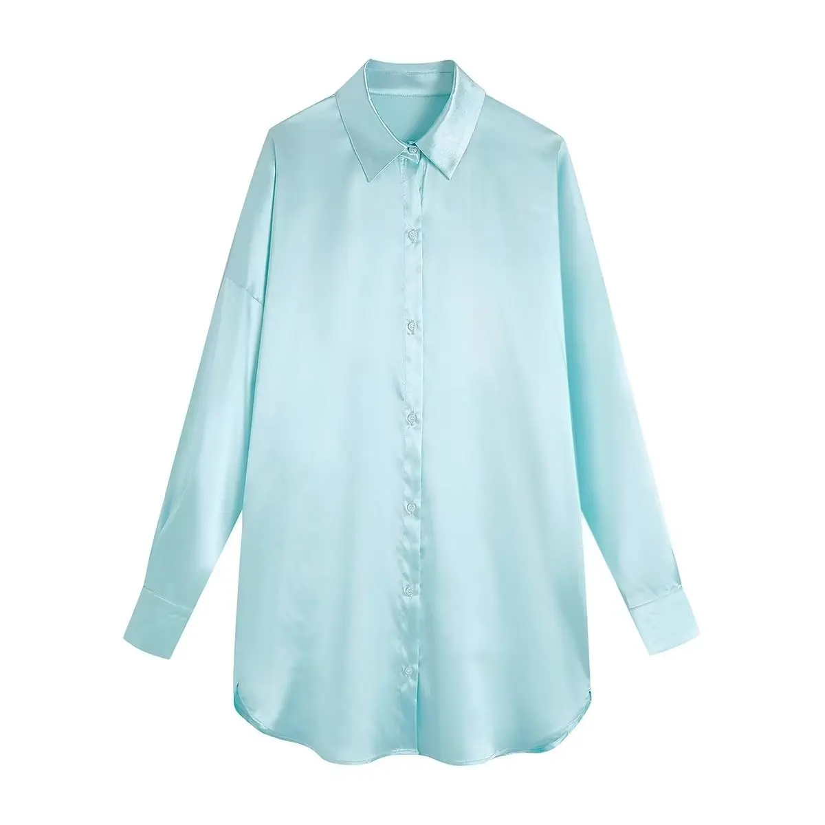 

Wholesale 2022 fall satin women's long shirts CC4-59482