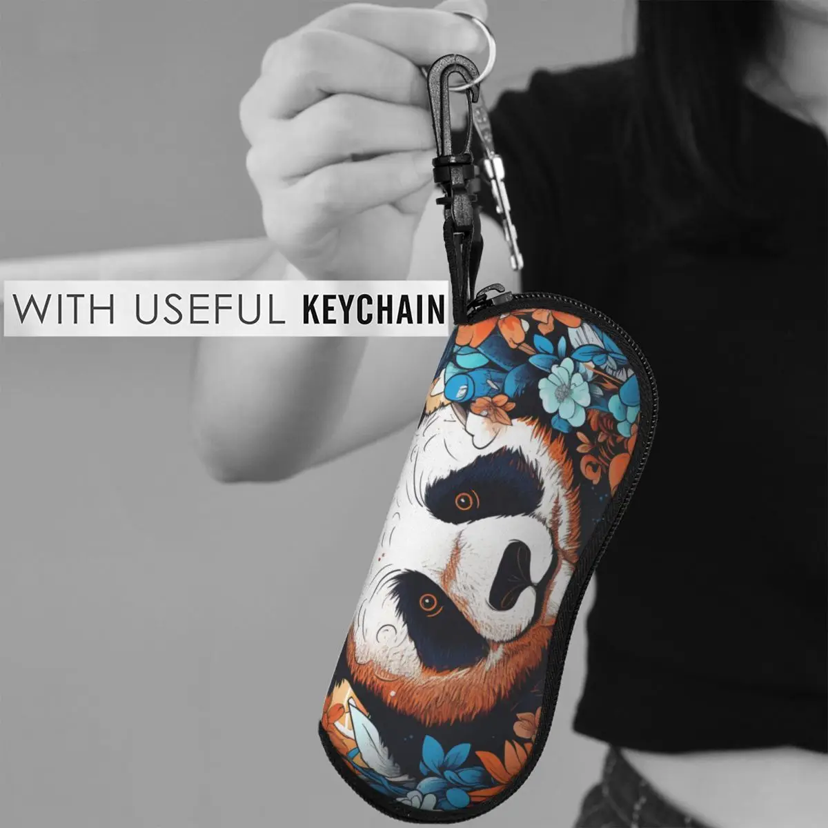 

Panda Horizontal Glasses Case Hand Drawn Colorful Cute Reading Sunglasses Pouch Men Women Original Eyewear Accessory