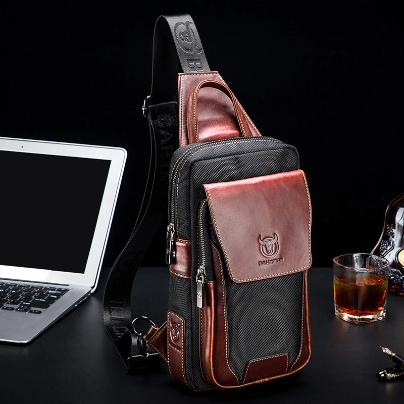 Top Layer Cowhide Soft Handbag Genuine Leather Chest Bag For Men Outdoor Leisure Large Capacity Cross-body Bag Hot Sale