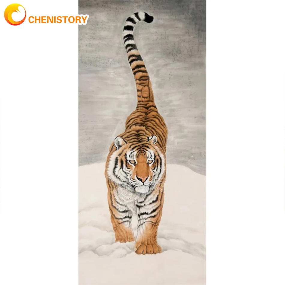 

CHENISTORY 60x120cm Tiger Oil Painting By Numbers Paint Kit Picture Drawing For Adults Coloring By Number Diy Crafts Wall Art Gi