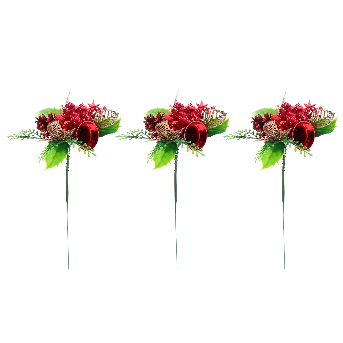 

3Pcs Artificial Flower Wreath Tree Deocor Green Berry Stems Christmas Flowers Simulated Red Berry Artificial Pine