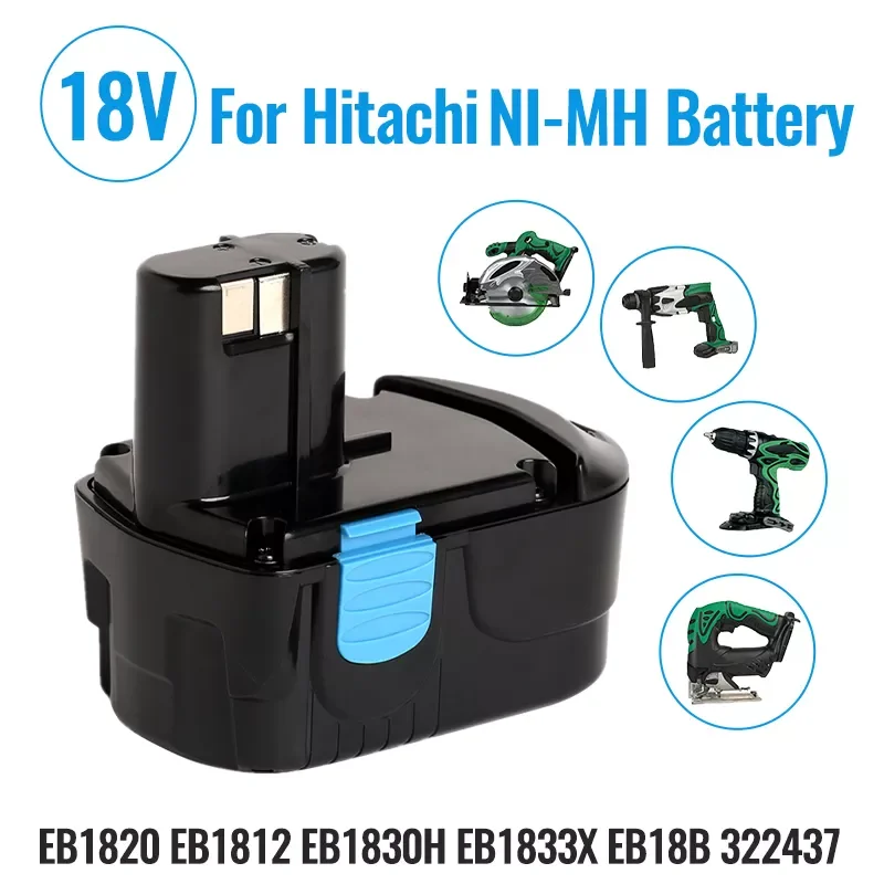 

Аккумуляторная батарея new18V Ni-Cd 2022 мАч для беспроводной электродрели Hitachi, шуруповерта EB1820 EB1812