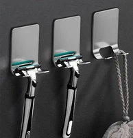 self adhesive toothbrush holder wall mounted multifunctional tooth brush rack stainless steel storage hooks bathroom accessories