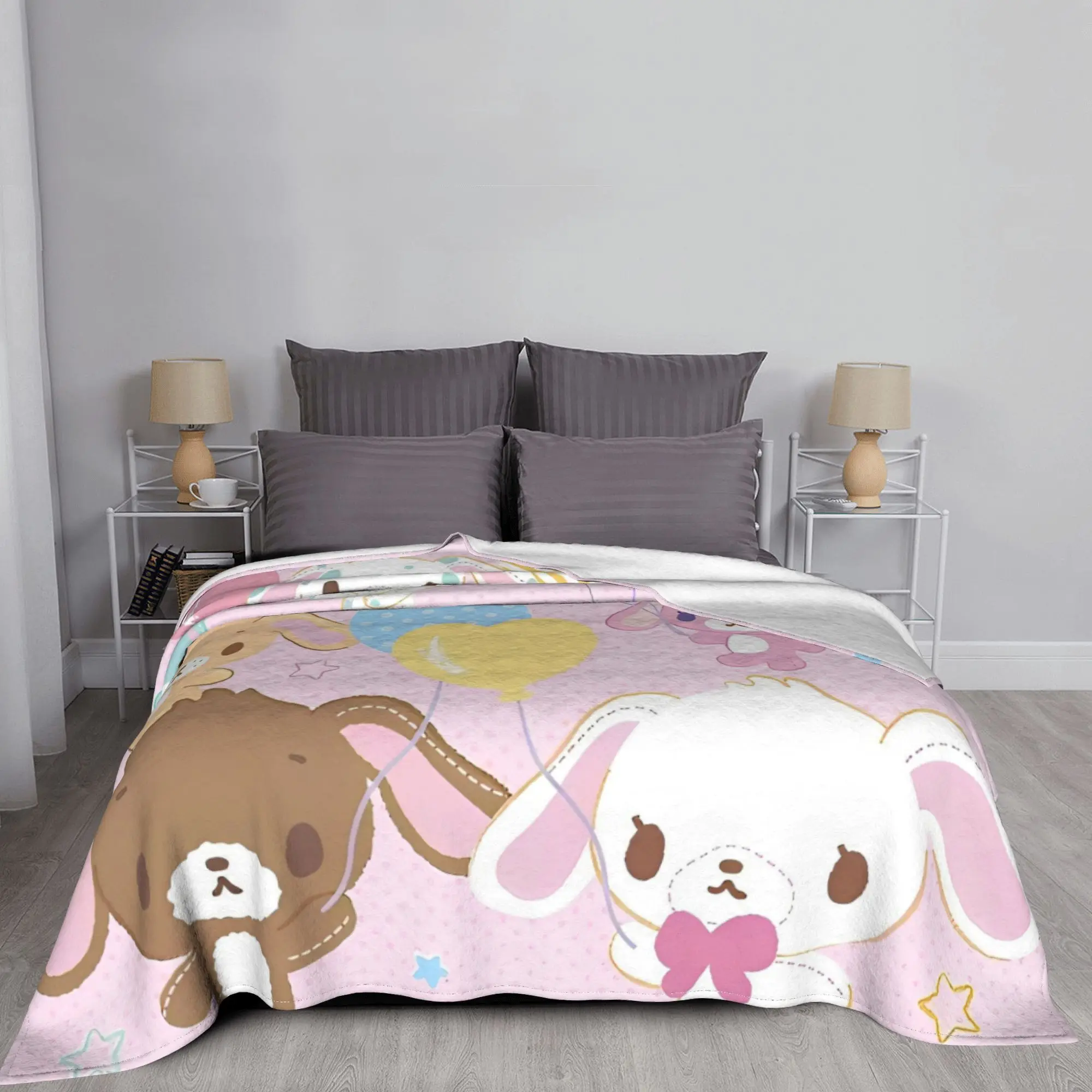Милое одеяло в виде сахарного кролика Фланелевое смешное теплое покрывало Sanrio