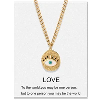 evil blue eye womans necklace gold color boho pendant vintage choker long chain stainless steel cuba link necklace for women