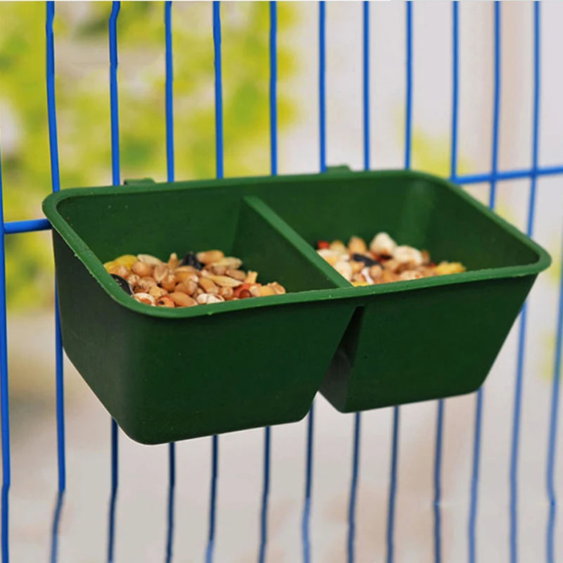 

2 In 1 Parrot Food Water Bowl Dual Feeding Cup Plastic Bird Pigeons Cage Water Food Feeder Bird Parrot Pet Aviary Water Box Bowl