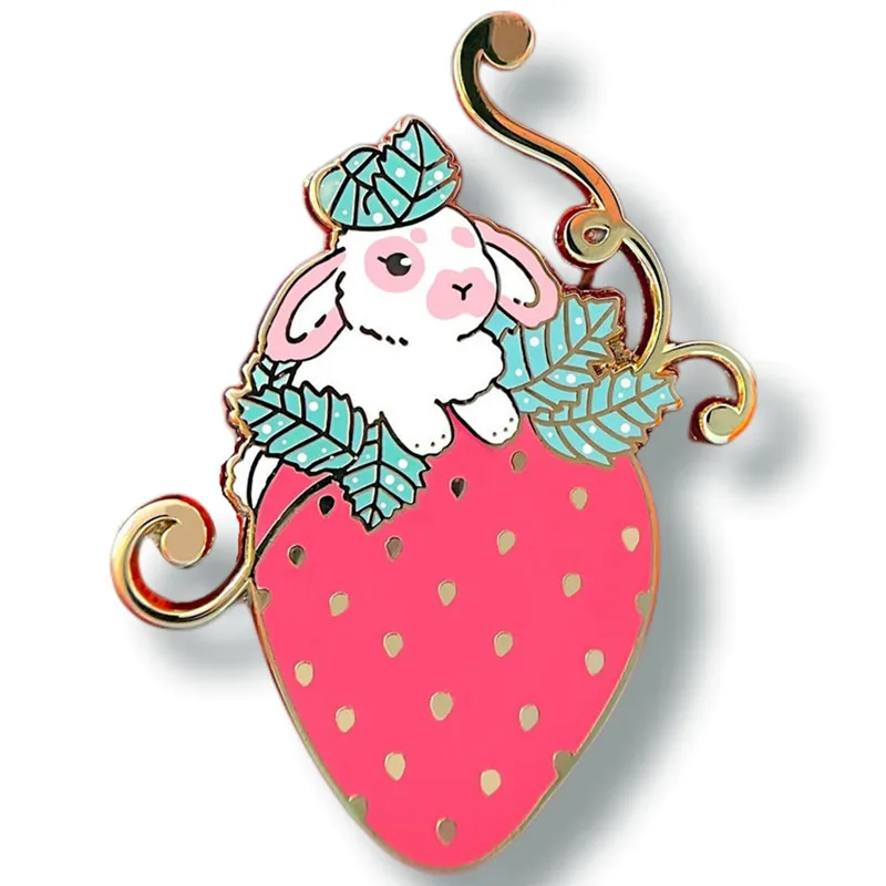 

Kawaii Strawberry Rabbit Bunny Enamel Pin Brooch Metal Badges Lapel Pins Brooches for Backpacks Luxury Jewelry Accessories
