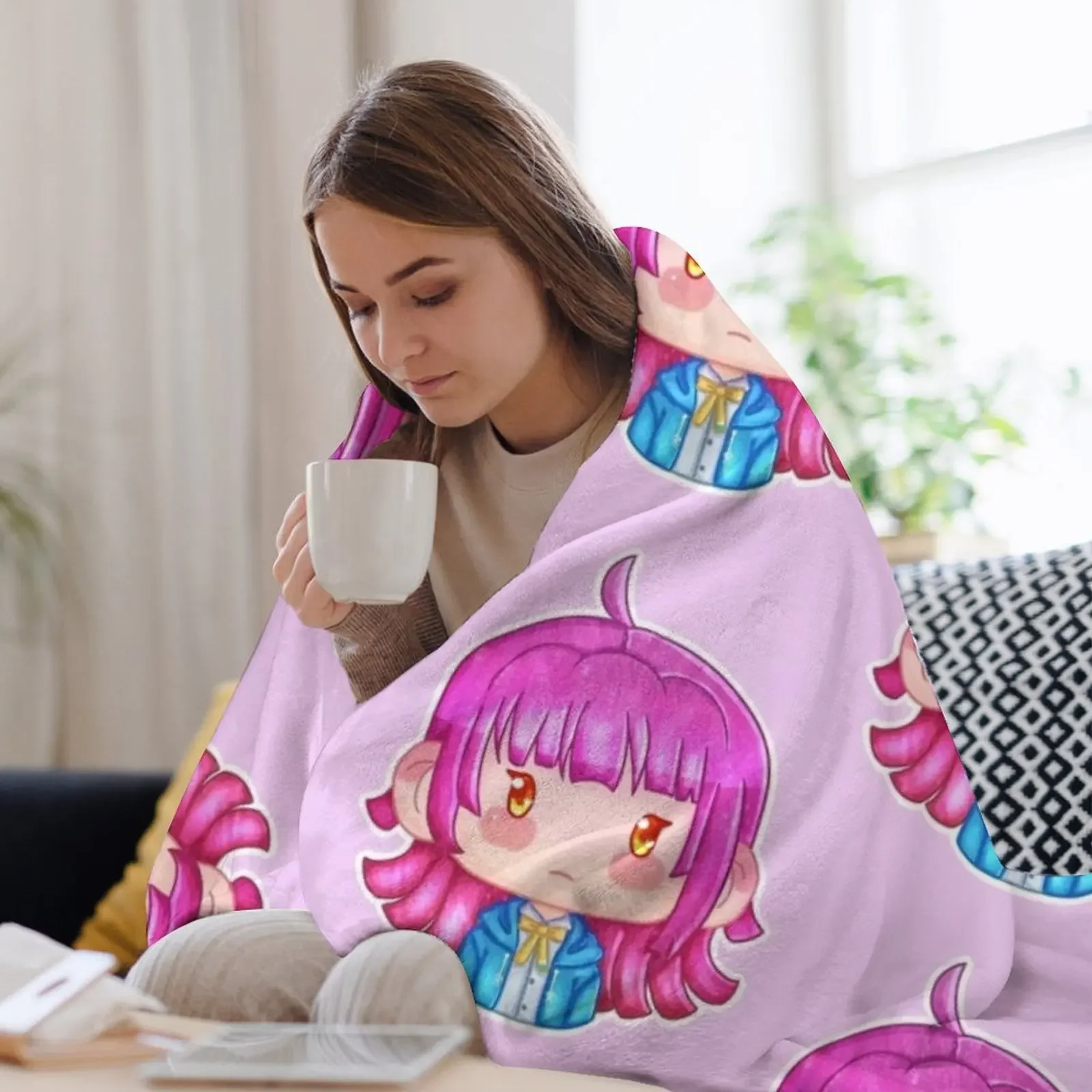 Фото Маска Рины Тенно-дзи - Love Live! Плед Nijigasaki High School Idol Club, элегантный теплый плед для отеля и дома №3