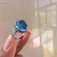 natural blue aquamarine crystal adjustable ring oval 17149mm 925 sterling silver aquamarine ring fashion aaaaaa