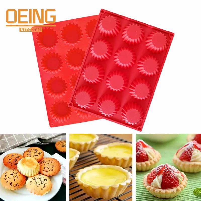 12 Cavity Mini Muffin Cup Silicone Cupcake Egg Tart Cake Mold Cookies Reuse Baking Decorating Tools Mousse Making Mould