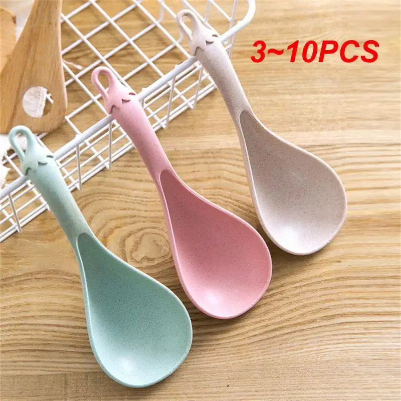 

Rice Spoon Household Eggplant Wheat Straw Large Plastic Kitchenware Porridge Spoon Thickened Soup Spoon Kitchen