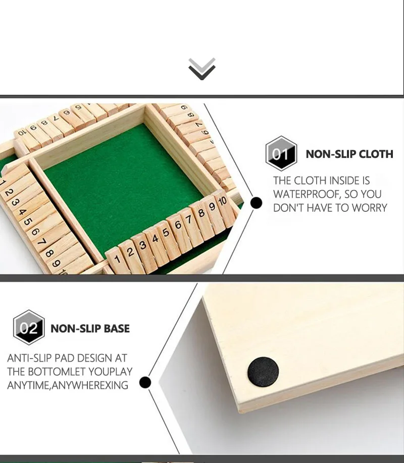 Настольная игра Shut The Box Dice деревянные лопатки и игральные кости для 4-го игроков