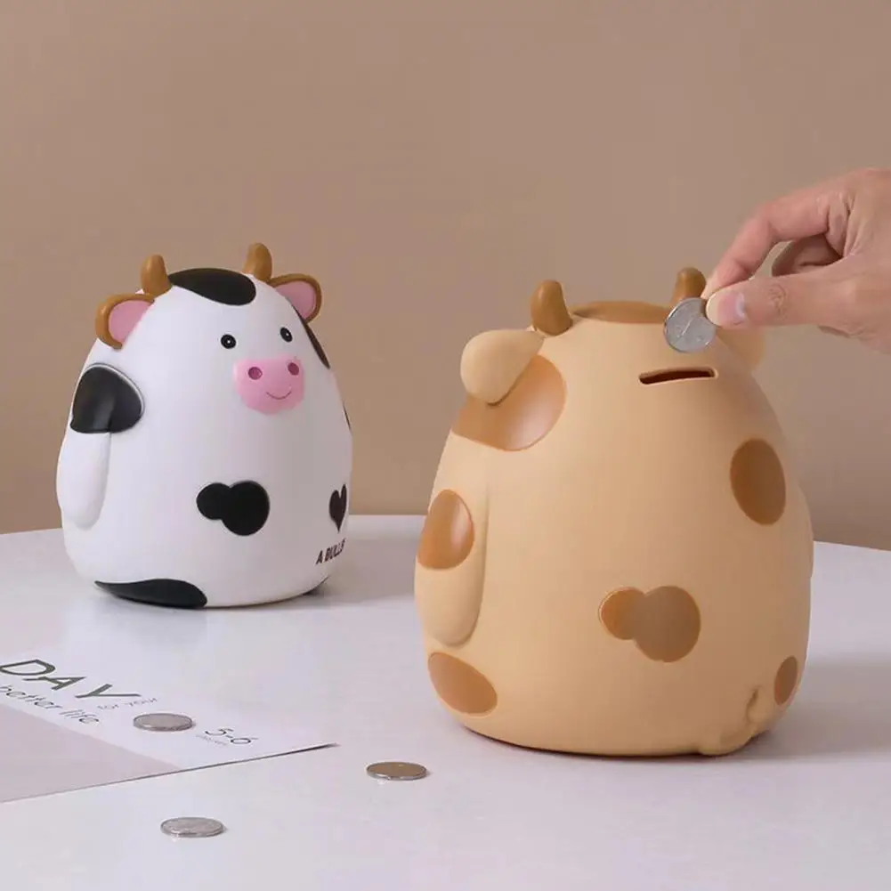 

Durable Cow Piggy Bank Large Capacity Cow Piggy Bank Multifunctional Money Storage Holder for Children Unbreakable Vinyl Cartoon