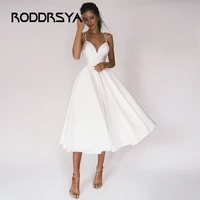 roddrsya simple short wedding dress spaghetti white sexy bridal gowns backless cross bride rodes beach custom made plus size