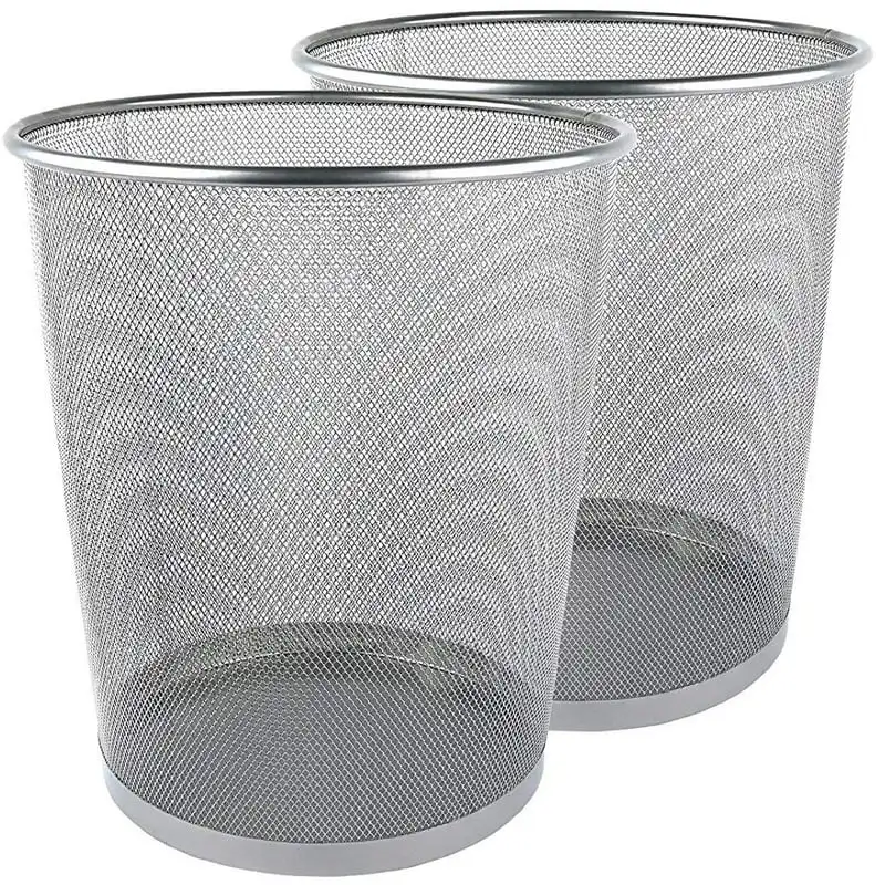

Gallon Trash Can, Metal Mesh Trash Can, Silver, Pack of 2