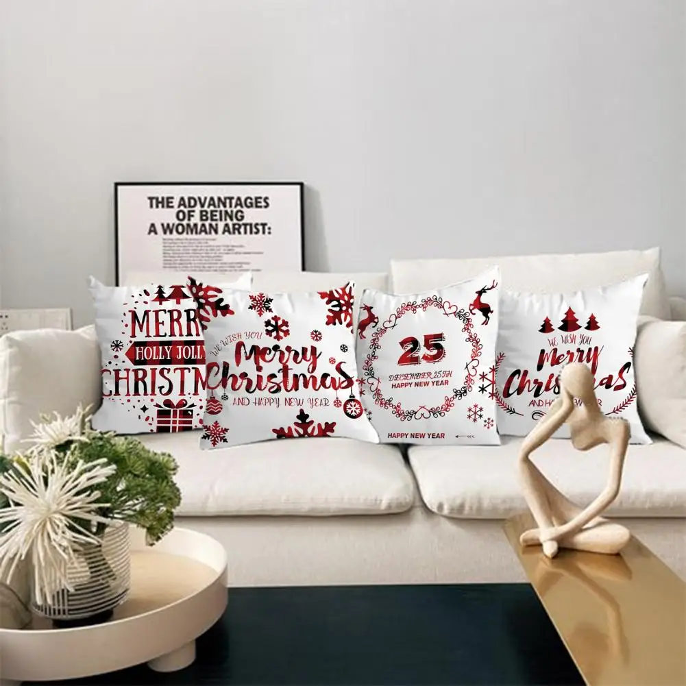 

Hidden Zipper Fashion Merry Christmas Single Side Printed Throw Pillow Case Square Cushion Case Eye-catching for Hotel