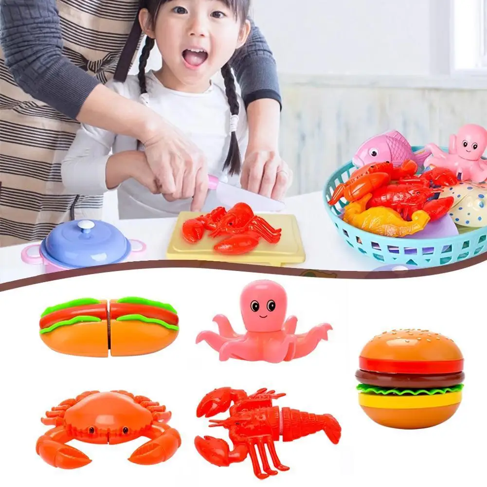 

Обучающая игрушка, пластиковая кухонная игрушка, режущая морепродукты, гамбургер, Ранние игрушки, девушка, еда, хот-дог, имитация подарка, образовательная игра для мальчиков A7X5