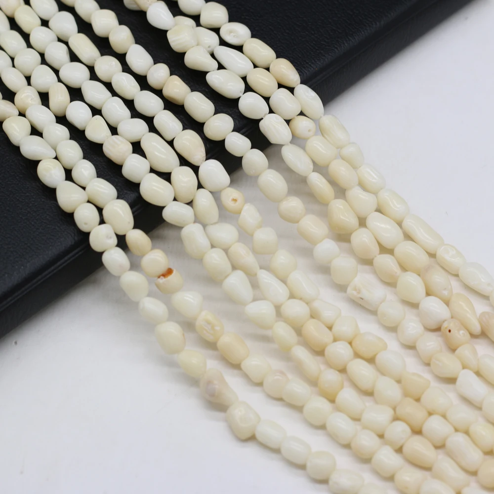 

Natural Coral White Irregular Round Beaded 6x7-7x9mm For Jewelry Making DIY Necklace Bracelet Accessories Charms Gift Party 36CM
