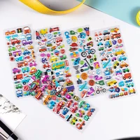 8 sheets car bus transportation vehicle cognition sticker children cute 3d learning stickers diy toy for boys