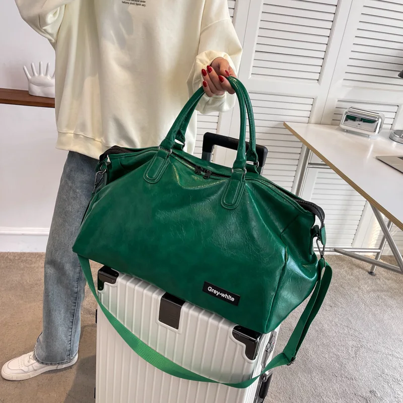 

Abay Fashion Business Travel Bag Sports Gym Bag Women Short Distance Journey Single Shoulder Faux Leather PU Luggage Bag for Men