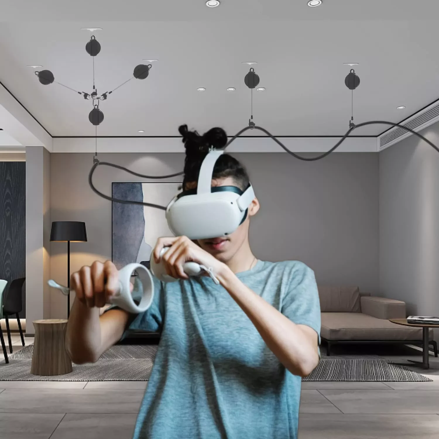 

6Pcs VR Cable Management For Meta Oculus Quest 2 Link Cable Retractable Ceiling Pulley System for Quest 2 HTC Vive HP Reverb G2