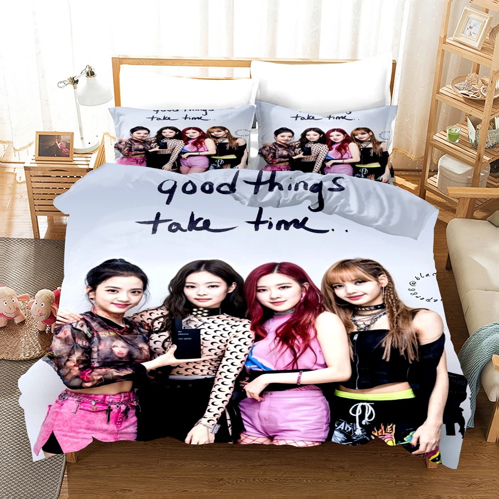 

Beauty Girls Bedding Set Korean Girl Group Duvet Cover Pink 3d Bed Quilt Cover Bed Set Twin Full Queen King Size Girls Home