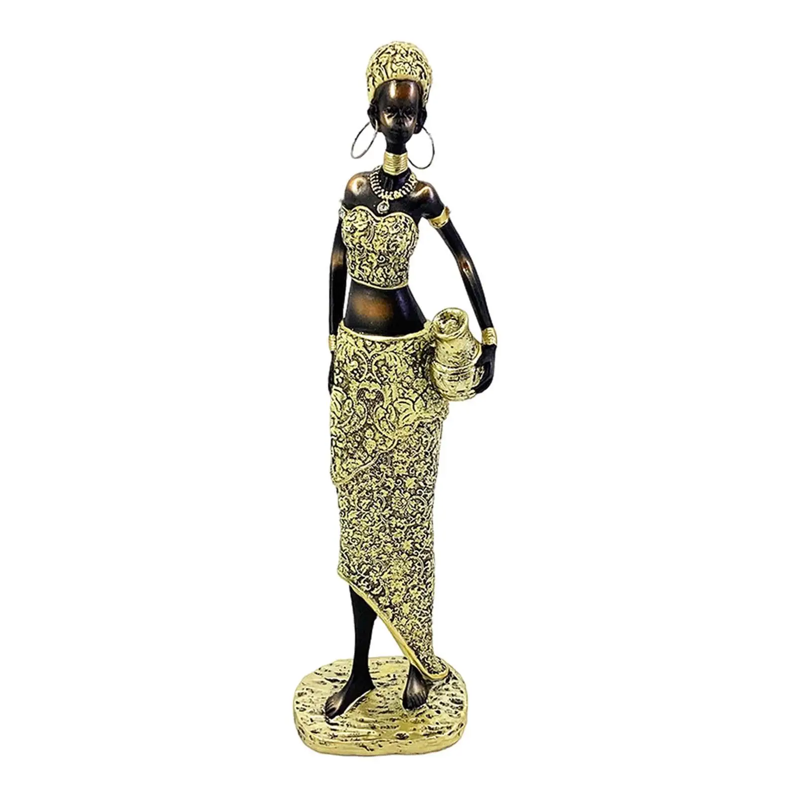 African Lady Statue People Figure Display Ornaments Women Sculpture Art Piece African Tribal Female Figurine for Desk Windowsill images - 6