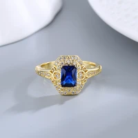 57mm sapphire gemstone ring hollowed out 925 sterling silver rings exaggerated silver hand jewelry for women 18k gold plated
