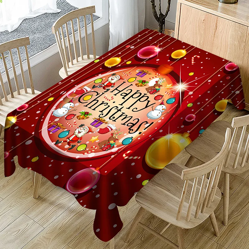 Christmas Series Rectangular Dining Table Tablecloth Home Decoration Coffee Table Set Anti-fouling and Waterproof Tablecloth
