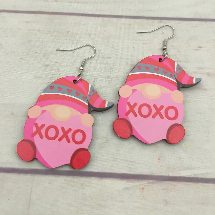 Серьги-подвески в виде гнома для девушек креативные деревянные украшения ручной