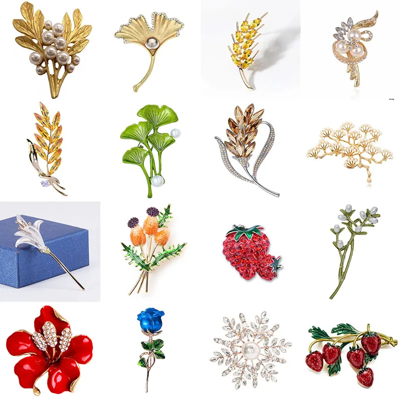 

High-end fashion exquisite rhinestone drip oil fruit plant bouquet ladies clothing accessories brooch