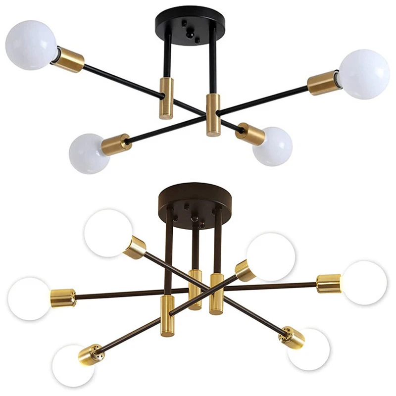 

Retro Industrial Chandelier Wrought Iron LED Ceiling Lamp E27 Light Living Room Modern Decor Home Lighting Fixture lampara techo