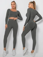 yoga sets women gym clothes seamless workout sportswear yoga pants fitness long sleeve crop top high waist leggings sports suits