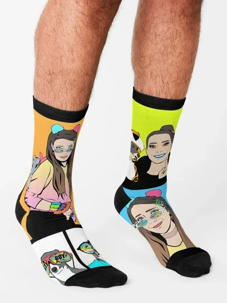 Jenna Marbles наклейки носки снег японская мода рождественские подарки до щиколотки