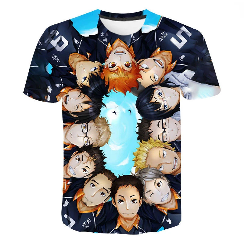 

2022 летняя новая уличная одежда Haikyuu, хлопковая Футболка для мальчиков и девочек, детская повседневная футболка с 3D принтом и коротким рукаво...