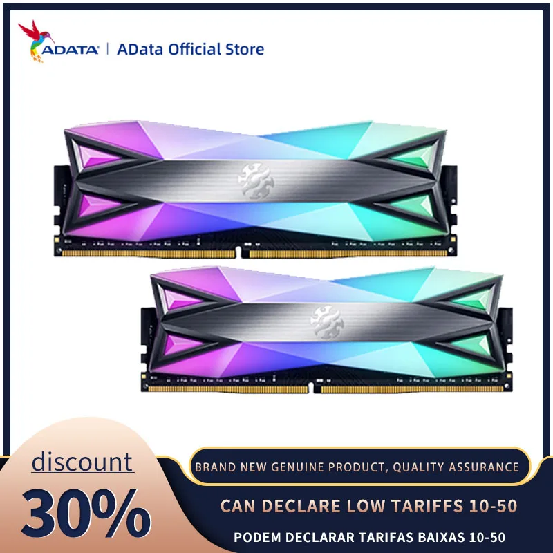 

ADATA XPG D60 RGB PC Desktop Memory RAM Memoria Module 16GB 32GB DDR4 PC4 3200MHz 3600MHz 4133MHz DIMM for Computer