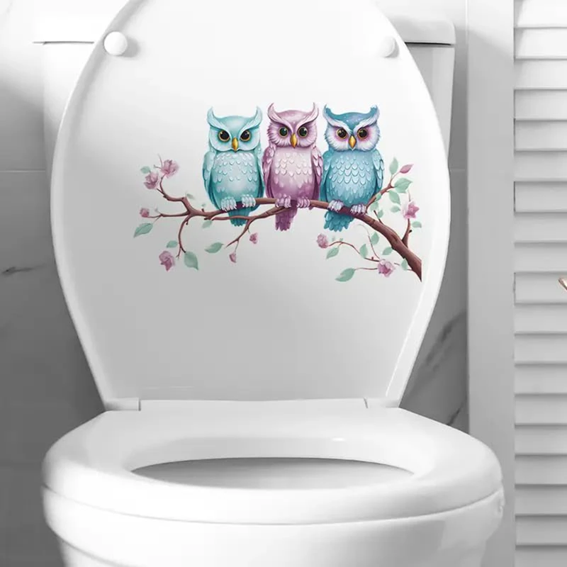 Сова ветка наклейка на крышку унитаза наклейки рыба птица цветок лист
