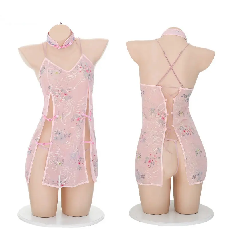 Сексуальное нижнее белье боди с вышивкой Чонсам цветочным принтом в стиле ретро