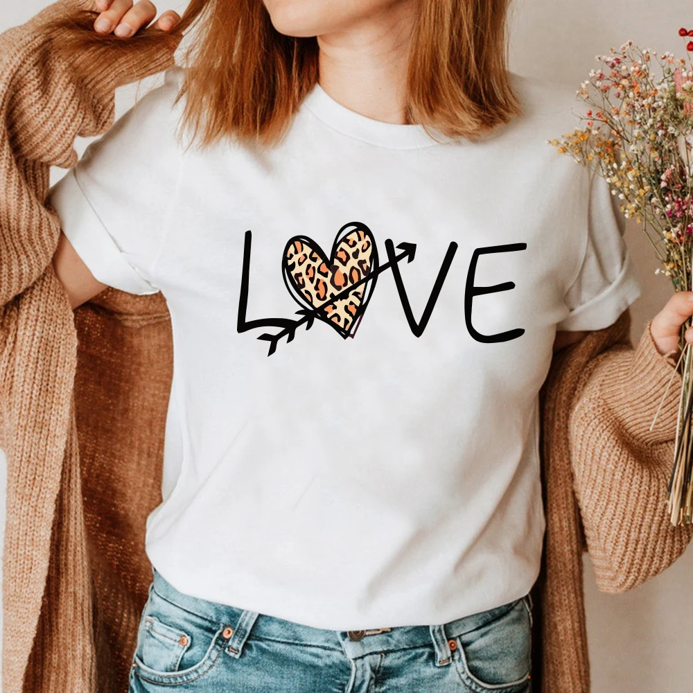 

Women Love Printed T Shirts Female Valentine's Day Gift Tees Lady Short Sleeve T-Shirt Tops