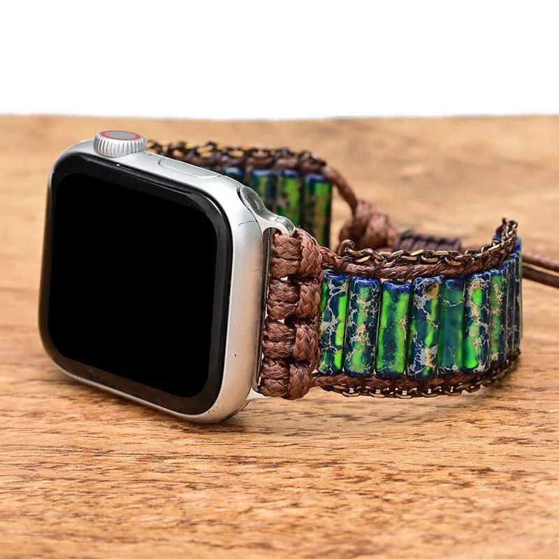 Bohemian Watch Band Women Men Boho Bracelet Strap for Apple Watch Retro Mixed Natural Stones Jewelry Multi Wrap Bracelet Gift