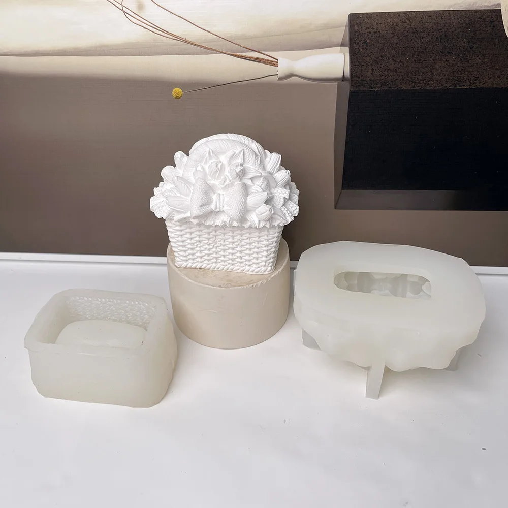 3D корзина для цветов коробка хранения гипсовая силиконовая форма с крышкой