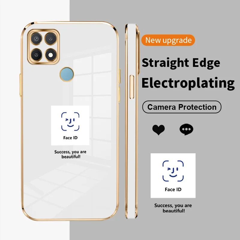 

Luxury Electroplated Case on for OPPO A15 A15s A35 A31 2021 A16 K A54 A3 A53 A11 S 4G A8 A5 A12E A53 A33 A32 Shockproof Shell