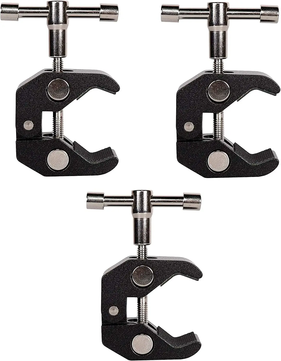 

3Pack Super Clamp with 1/4 and 3/8 Thread Camera Clamp Mount,Rod Clip for Cameras, Rods, Lights, Hooks, Shelves, Cross Barsss
